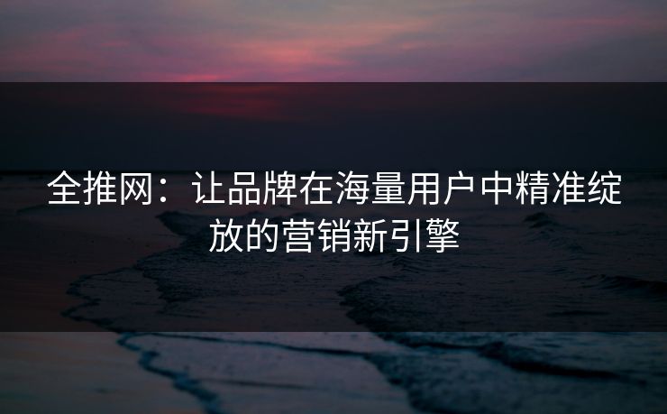 全推网：让品牌在海量用户中精准绽放的营销新引擎