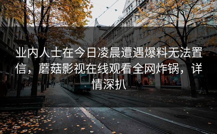 业内人士在今日凌晨遭遇爆料无法置信，蘑菇影视在线观看全网炸锅，详情深扒