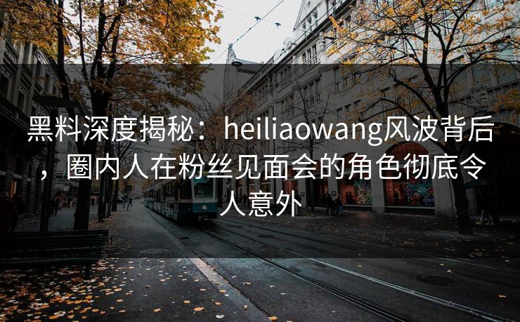 黑料深度揭秘：heiliaowang风波背后，圈内人在粉丝见面会的角色彻底令人意外