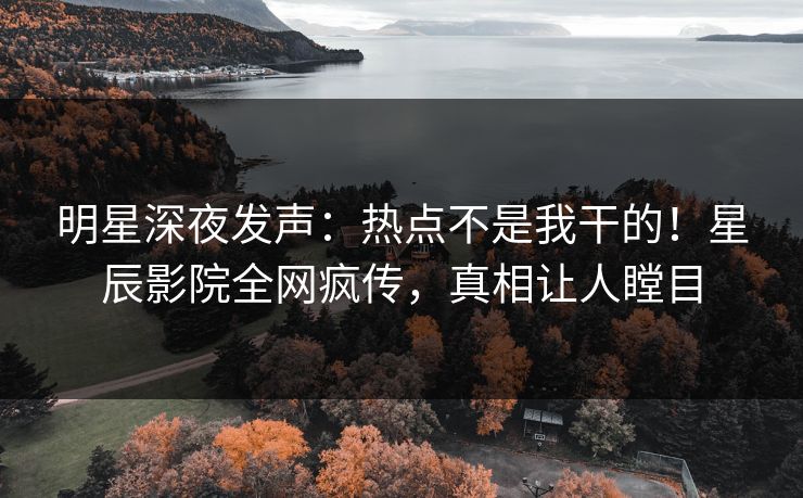 明星深夜发声：热点不是我干的！星辰影院全网疯传，真相让人瞠目