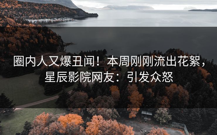 圈内人又爆丑闻！本周刚刚流出花絮，星辰影院网友：引发众怒