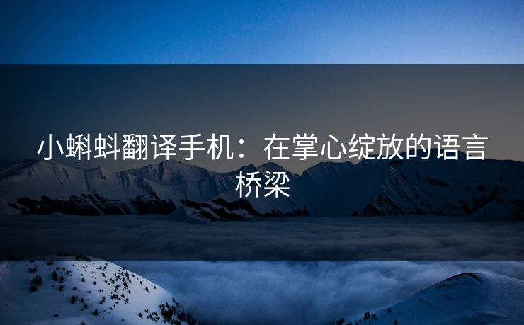 小蝌蚪翻译手机：在掌心绽放的语言桥梁