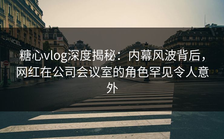 糖心vlog深度揭秘：内幕风波背后，网红在公司会议室的角色罕见令人意外