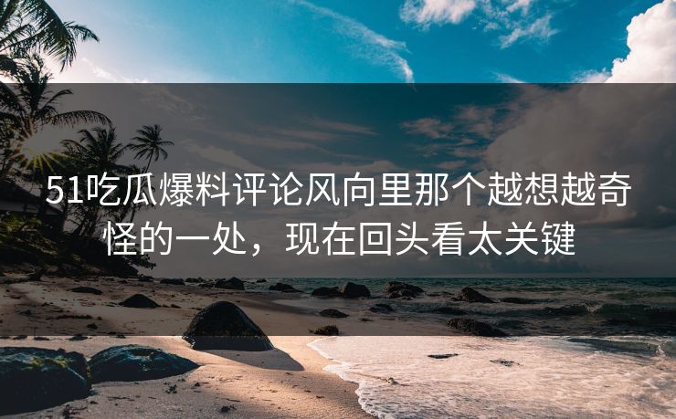 51吃瓜爆料评论风向里那个越想越奇怪的一处，现在回头看太关键